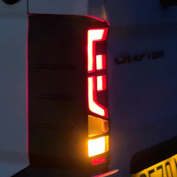 For Volkswagen Crafter Rear Light Guards -  Gloss Black (2018 Onwards)