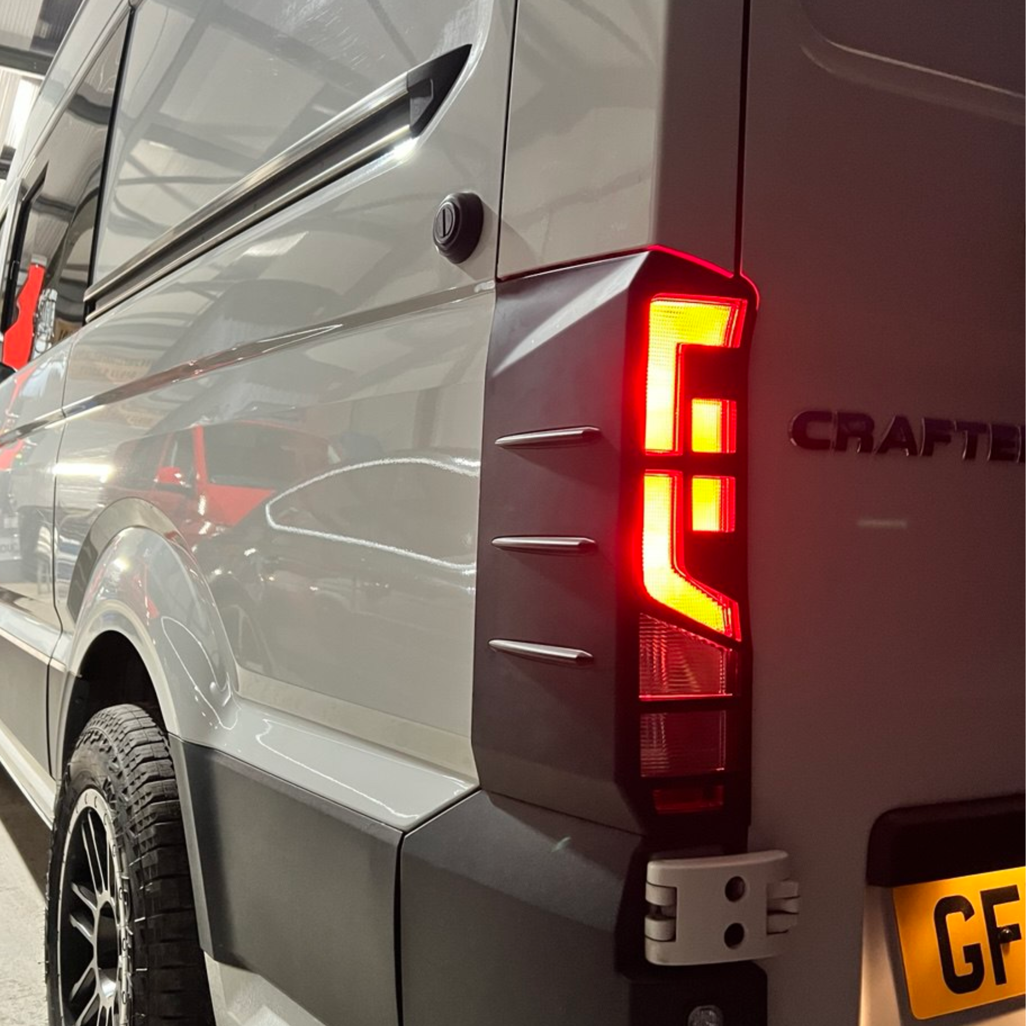 For Volkswagen Crafter Rear Light Guards - Hammerite Ultimate Matte Black (2018 Onwards)