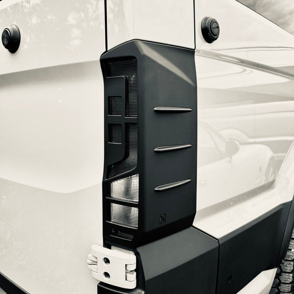 For MAN TGE Rear Light Guards - Ultimate Matte Black Hammerite Protection (2018+)