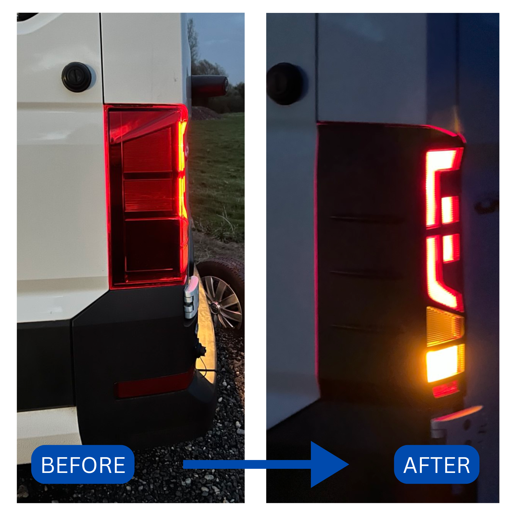 For Volkswagen Crafter Rear Light Guards - Hammerite Ultimate Matte Black (2018 Onwards)