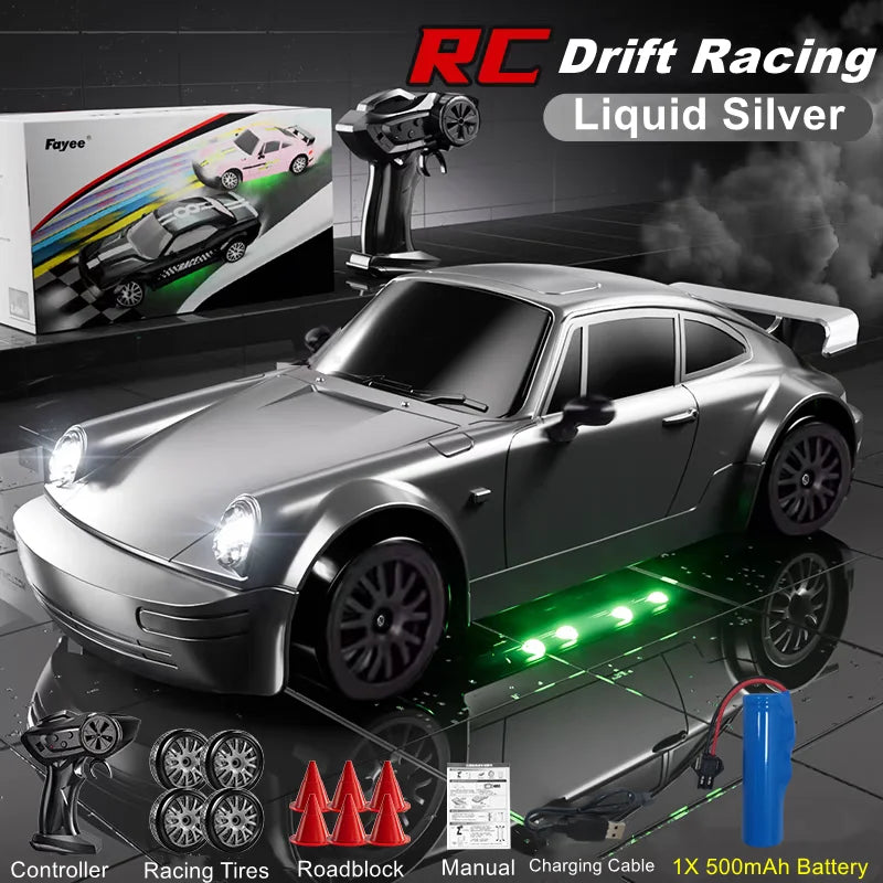 4WD RC Drift Car With LED Light 2.4G Radio 20KM/h High Speed Remote Control Racing Cars Vehicle Model Toy Gift for Boy Girl Kid