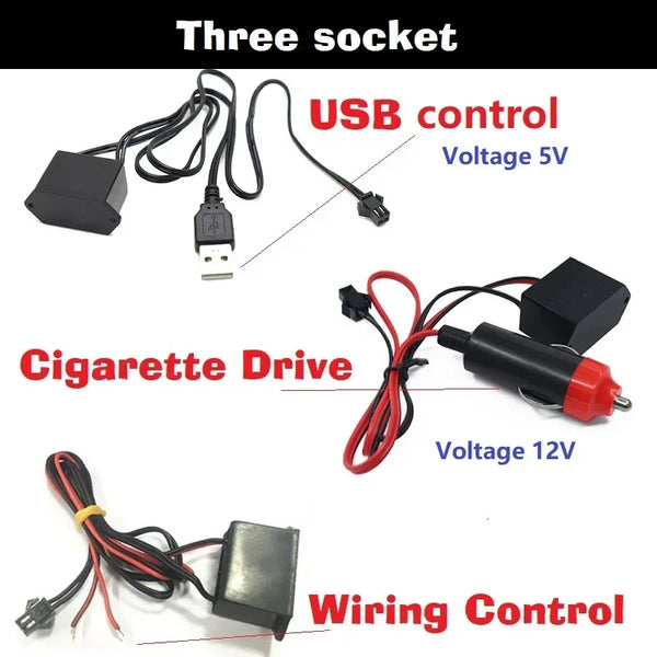 1M/3M/5M Car Interior Led Decorative Lamp EL Wiring Neon Strip For Auto DIY Flexible Ambient Light Party Atmosphere Diode