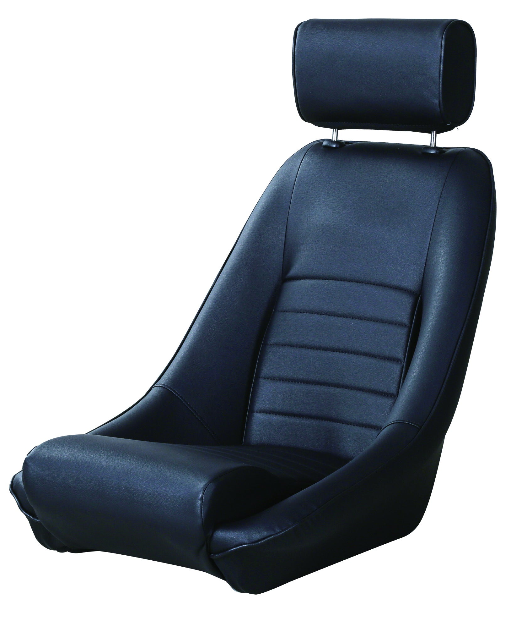 BINGHONG SINGLE / INDIVIDUAL (x1) JSXL-02 Classic Retro Speedster Universal Bucket Seat Black Synthetic Leather / Textile with Piping