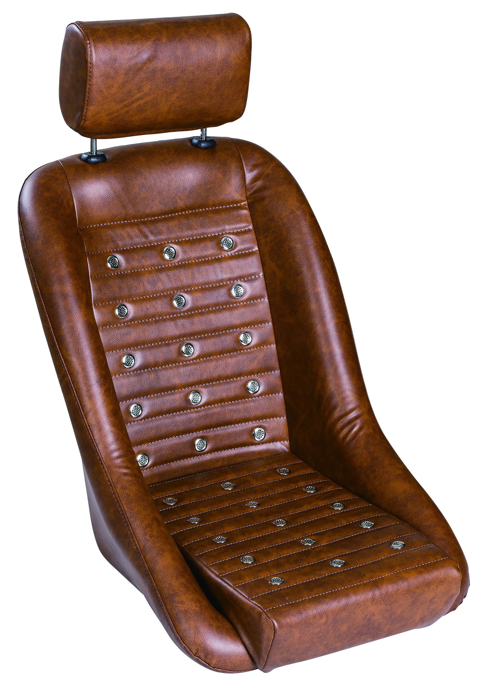 BINGHONG SINGLE / INDIVIDUAL (x1) JSXL-10 Button Studded Vintage Classic Retro Speedster Universal Bucket Seat Brown or Black Synthetic Leather