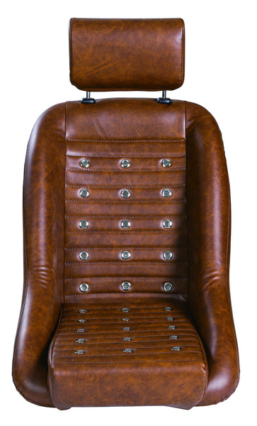 BINGHONG SINGLE / INDIVIDUAL (x1) JSXL-10 Button Studded Vintage Classic Retro Speedster Universal Bucket Seat Brown or Black Synthetic Leather