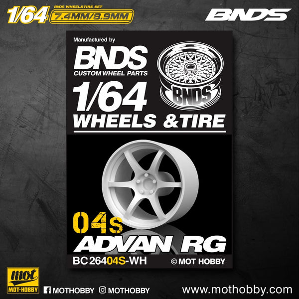 BNDS 1/64 Wheels With Rubber Tires ABS Assembly Rims Modified Parts for 1:64 Model Car VIP Style Detail-up Set New Clearance