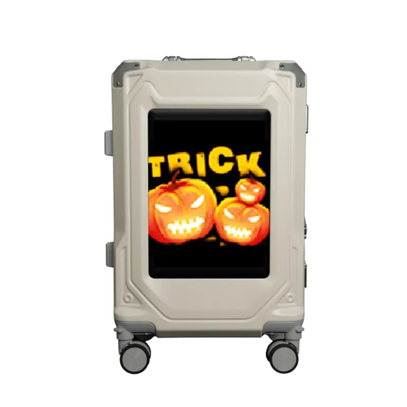 LOY Biosled L4 Smart Led Silver Suitcase BT App XL LED Screen Smart Luggage Hand Luggage Hard Case