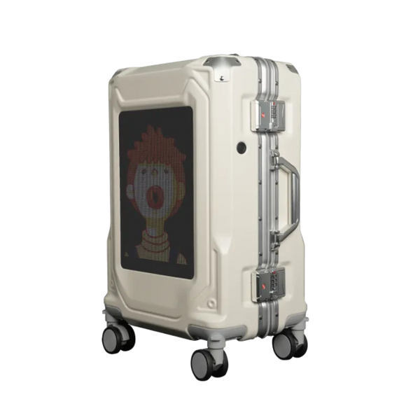 LOY Biosled L4 Smart Led Silver Suitcase BT App XL LED Screen Smart Luggage Hand Luggage Hard Case