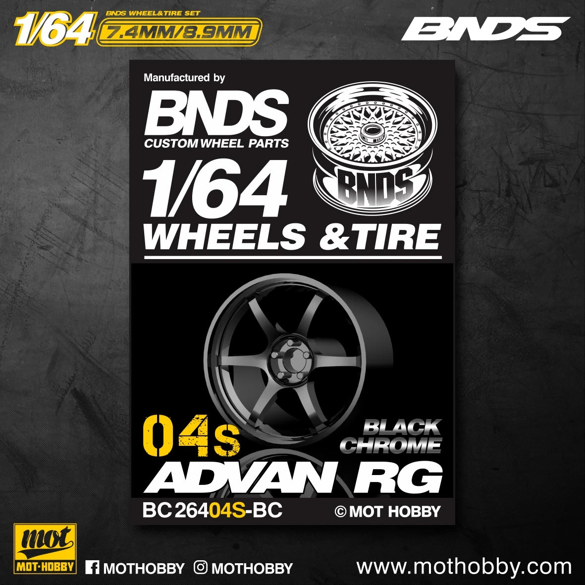 BNDS 1/64 Wheels With Rubber Tires ABS Assembly Rims Modified Parts for 1:64 Model Car VIP Style Detail-up Set New Clearance