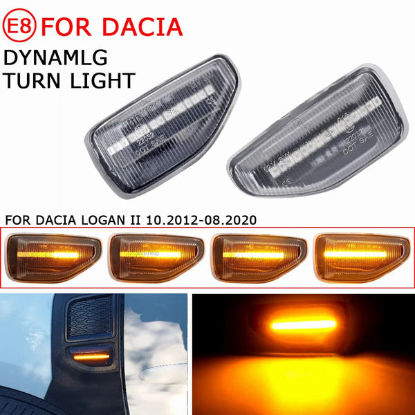 2Pcs Dynamic Amber LED Side Turn Signal Blinker Light for Dacia Logan II Sandero Duster 2018~ Car Styling Indicator Signal Light