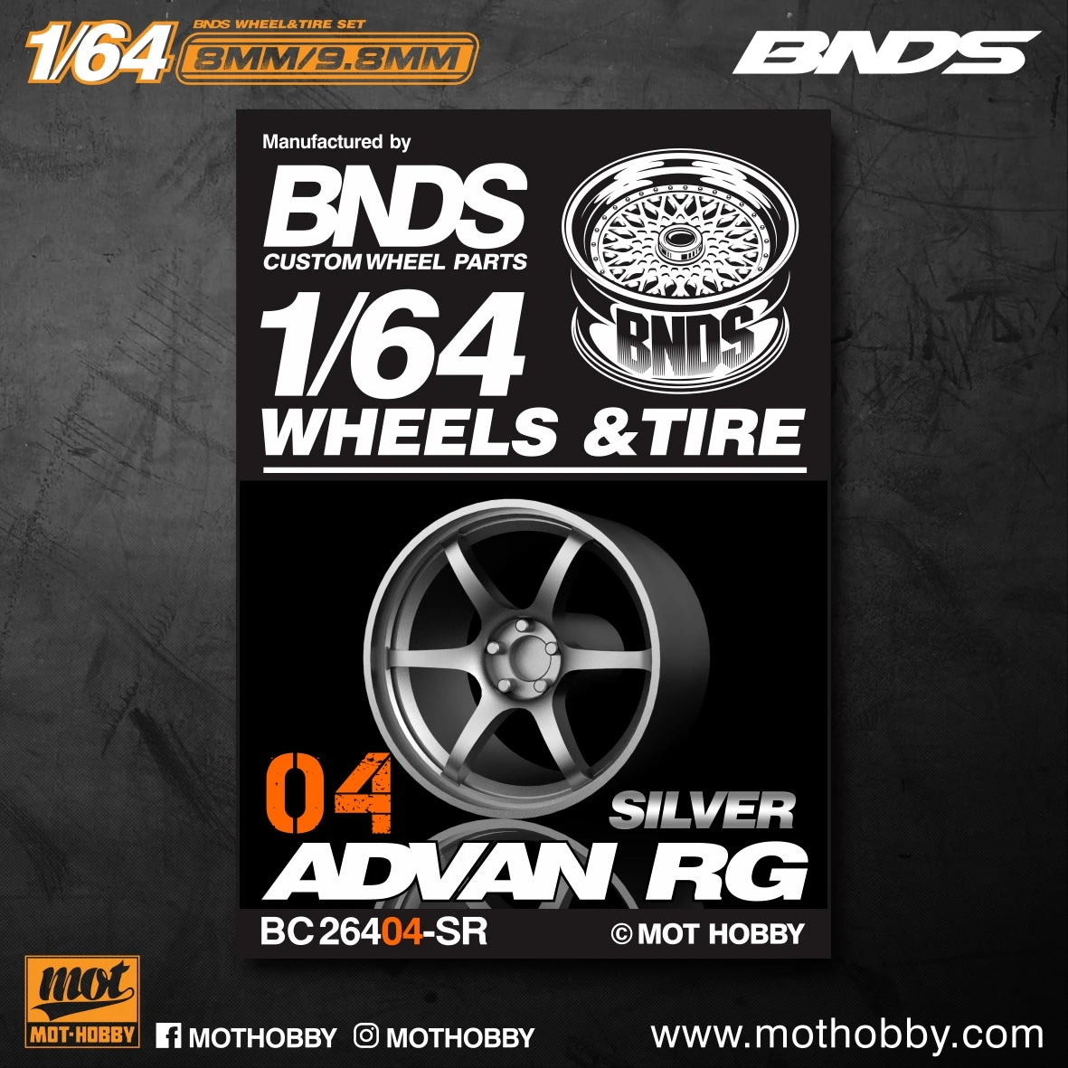 BNDS 1/64 Wheels With Rubber Tires ABS Assembly Rims Modified Parts for 1:64 Model Car VIP Style Detail-up Set New Clearance