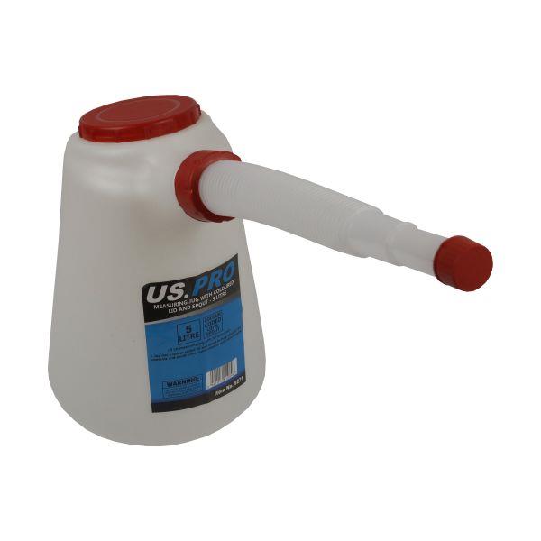 US PRO Tools 5PC measuring Jugs With Coloured Lids And Spouts - 5 Litre 9271