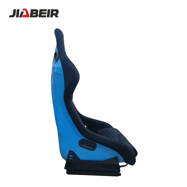 1022 Custom LOGO Black Suede Alcantara Blue Glitter Fiberglass Back Racing Bucket Seats