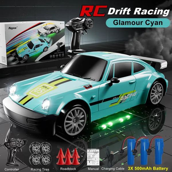4WD RC Drift Car With LED Light 2.4G Radio 20KM/h High Speed Remote Control Racing Cars Vehicle Model Toy Gift for Boy Girl Kid