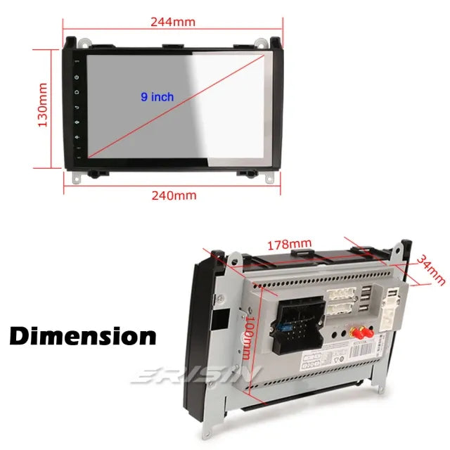 Erisin ES8101B DSP 8-Core Android 10.0 Car GPS Stereo Mercedes Benz A B Class Vito Viano VW Crafter Sprinter CarPlay 4G WiFi Bluetooth