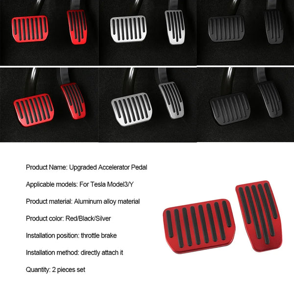Aluminum Alloy Accelerator Gas Fuel Brake Rest Pads Mat For Tesla Model 3 Y Highland 2024 2023 2022 Foot Pedals Cover Accesories