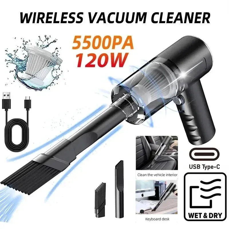 Portable Wireless Car Vacuum Cleaner Wireless Vacuum Cleaner Dual Use for Home and Car 120W High Power Powerful Vacuum Cleaner