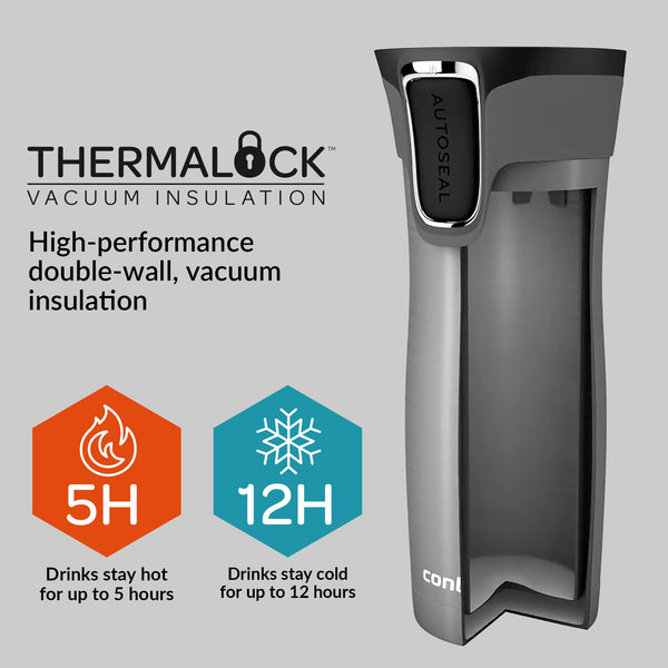 Contigo West Loop Autoseal Travel Mug, Stainless Steel Thermal Mug, Vacuum Flask, Leakproof Tumbler, Coffee Mug with BPA Easy-Clean Lid