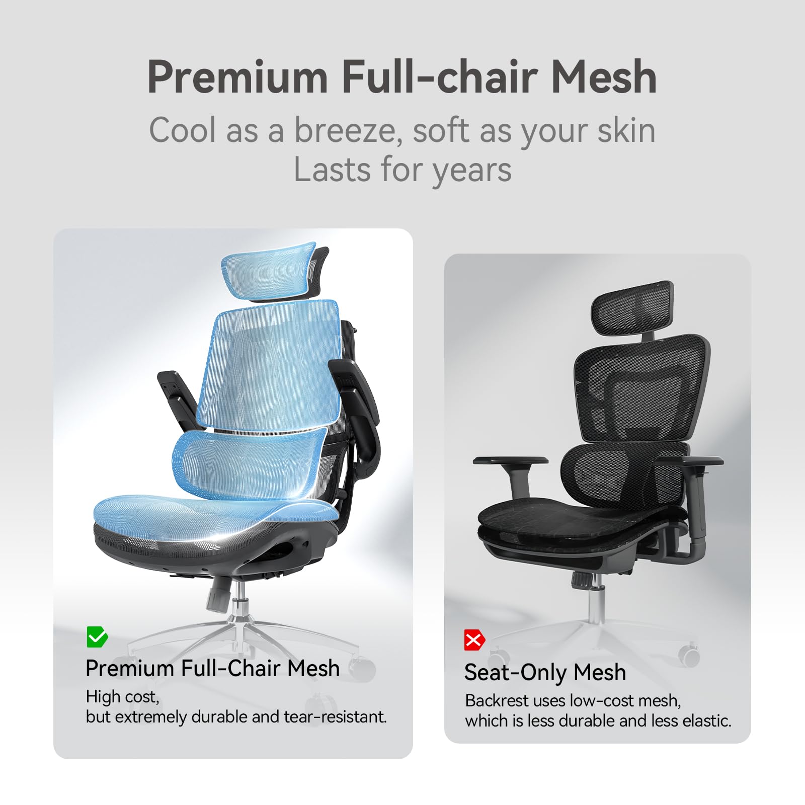 SIHOO M59AS Ergonomic Office Chair, Desk Chair with 3D Coordinated Flip-up Armrests, Computer Chair with Dual Back Design and Adaptive Dynamic Lumbar