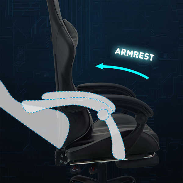 Play haha.Ergonomic reclining seat with footrest adjustable headrest and lumbar cushion high back support padded armrests PU leather finish for gaming home or office use