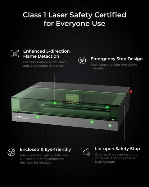 xTool S1 20W Engraving Machine with Riser Base & Honeycomb Working Sheet & Air Assit & RA2 Pro, Auto Focus, Enclosed Engraver and Cutter for Wood and Metal, Class I Safety CNC Machine