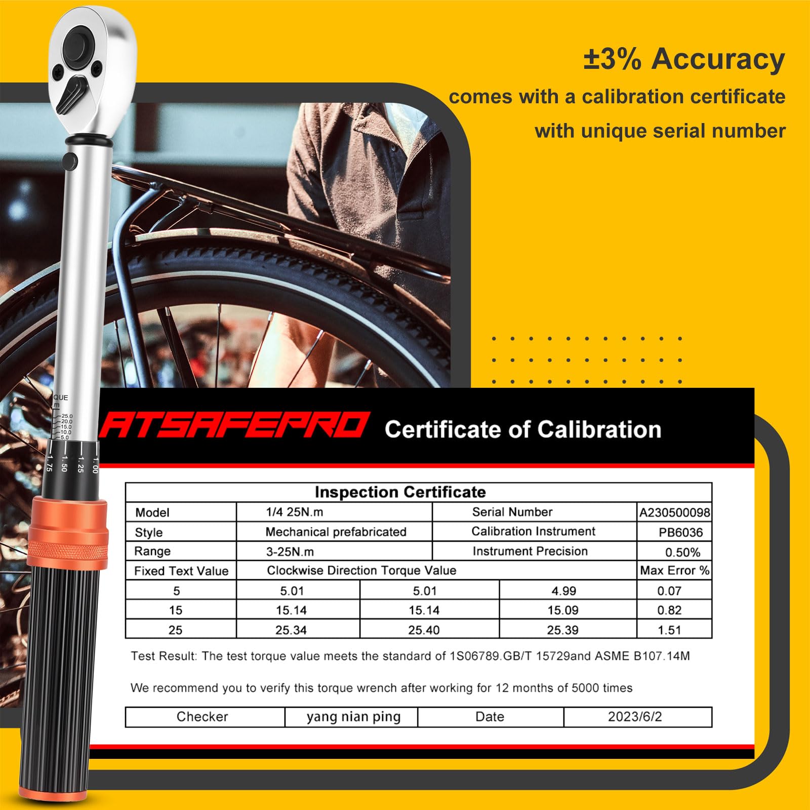 ATsafepro Torque Wrench 3/4 Inch, 100-600 Nm Torque Wrenchs, ±3% Error Accuracy with 48 Teeth Dual-Direction Adjustable for Repair of Car, Truck, Tractor