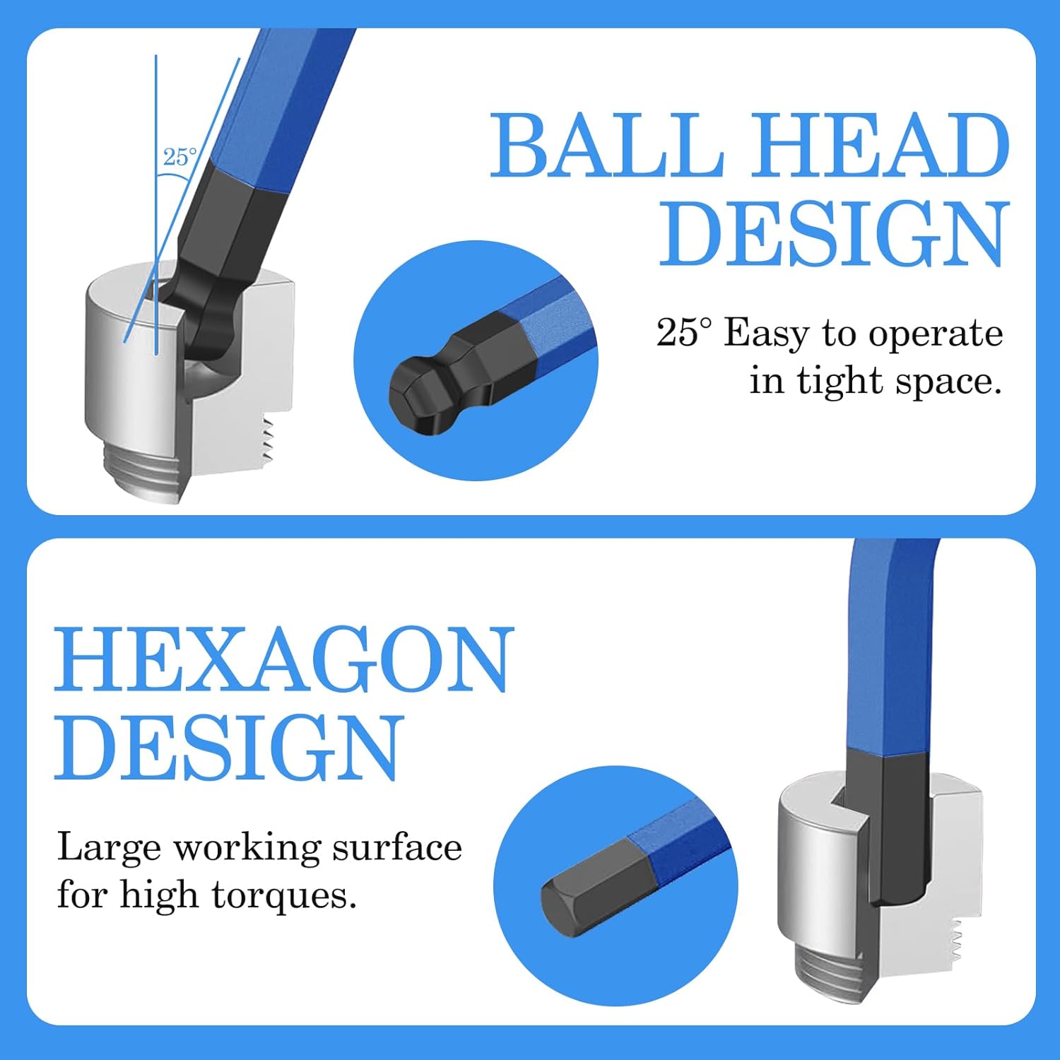 ss shovan 18PCS Allen Key Set, Metric Ball End Hex Key Set and Torx/Star Key Set (with T-Handle), Sizes 1.5mm-10mm & T10-T50, Alan Keys Sets for Furniture Assembly, Household DIY, Bike Repair