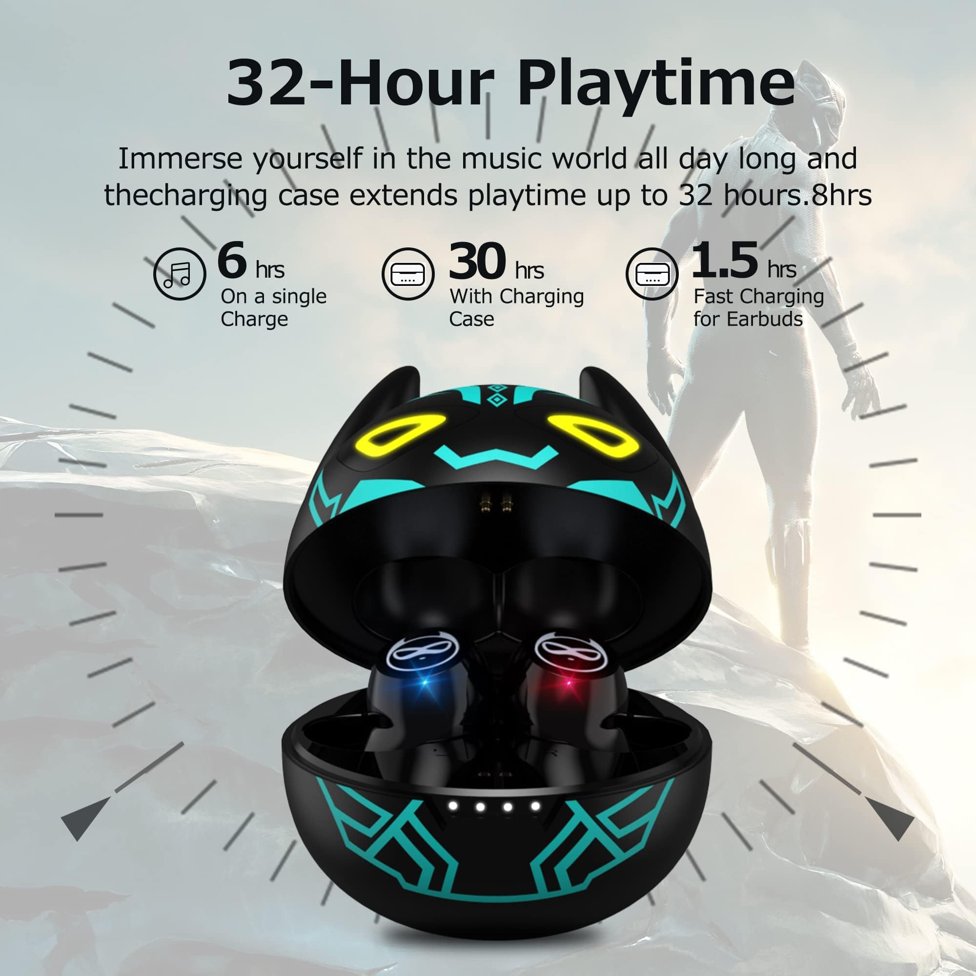 Earbuds for Kids Cute Design in-Ear Wireless Earphones for Kids Boys Adult Bluetooth 5.3 Waterproof Sport Stereo Headphones with Mic for Phone