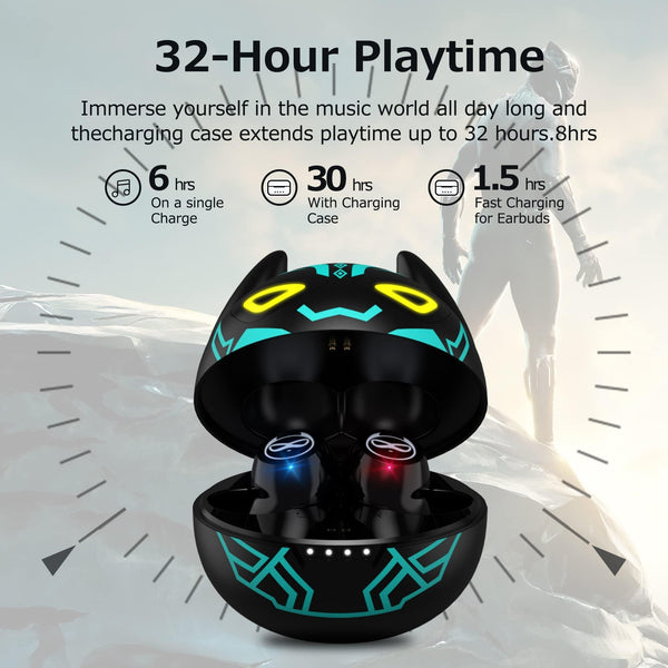 Earbuds for Kids Cute Design in-Ear Wireless Earphones for Kids Boys Adult Bluetooth 5.3 Waterproof Sport Stereo Headphones with Mic for Phone