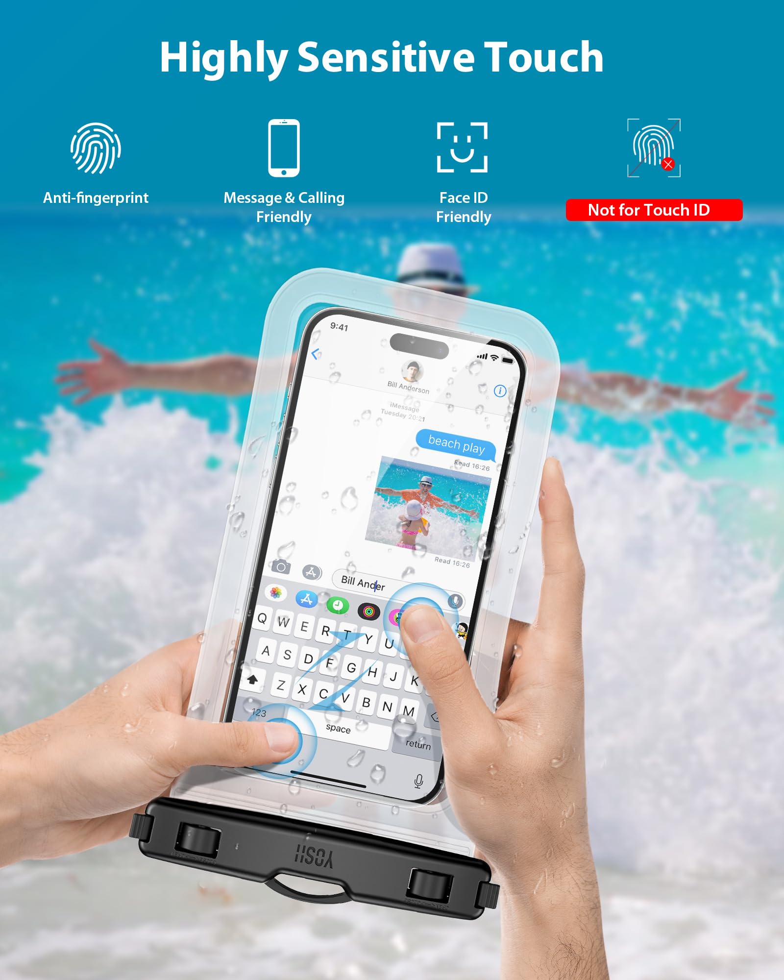 YOSH Waterproof Phone Pouch 2 Pack, 7 inch IPX8 Waterproof Phone Case for Swimming Travel Beach Trip Snorkelling Kayaking, Underwater iPhone Case for iPhone 16 15 14 Pro Max, Samsung S25 S24 Ultra