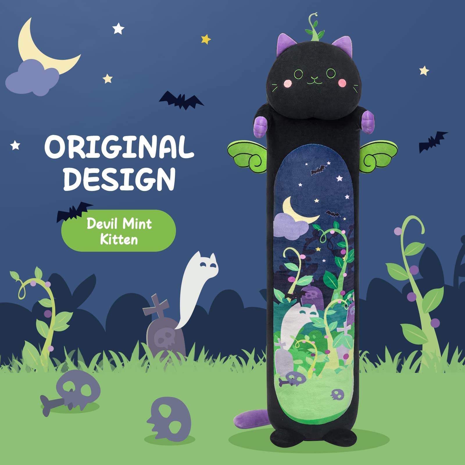 Mewaii 36in Long Cat Plush Pillows Stuffed Animals Squishy Pillows - Plushie Cute Kitty Sleeping Hugging Plush Pillow Soft Toys for Kids(Orange)