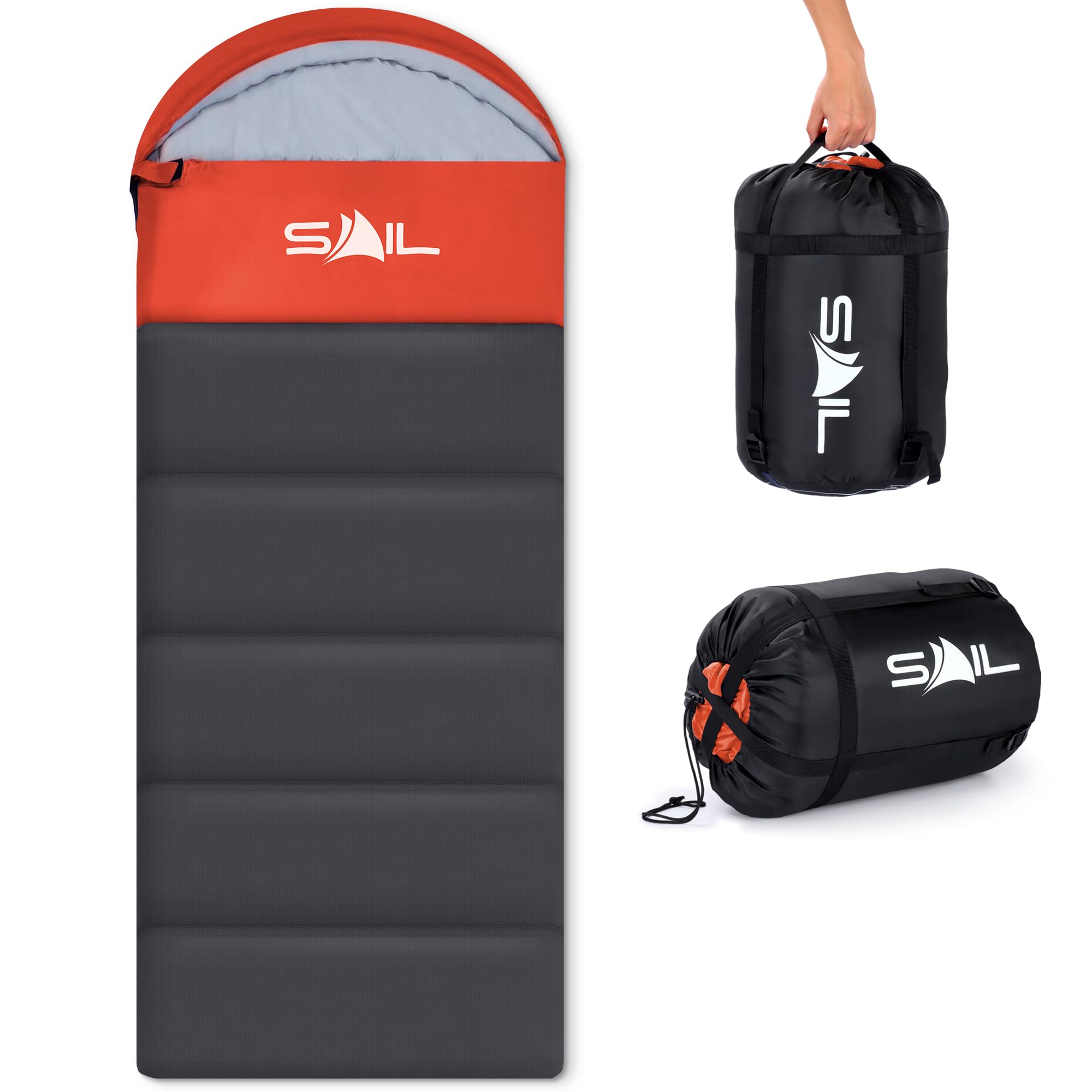 SAIL Sleeping Bag 3-4 Season Waterproof Indoor & Outdoor Use 1.3KG/2KG for Kids & Adults for Hiking, Backpacking and Camping