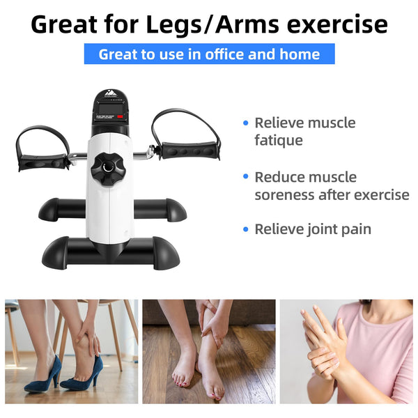 EVOLAND Under Desk Bike Pedal Exerciser Leg Pedal Machine with Handle LCD Display, Sit Down Exercise Equipment for Home and Office Fitness Training,