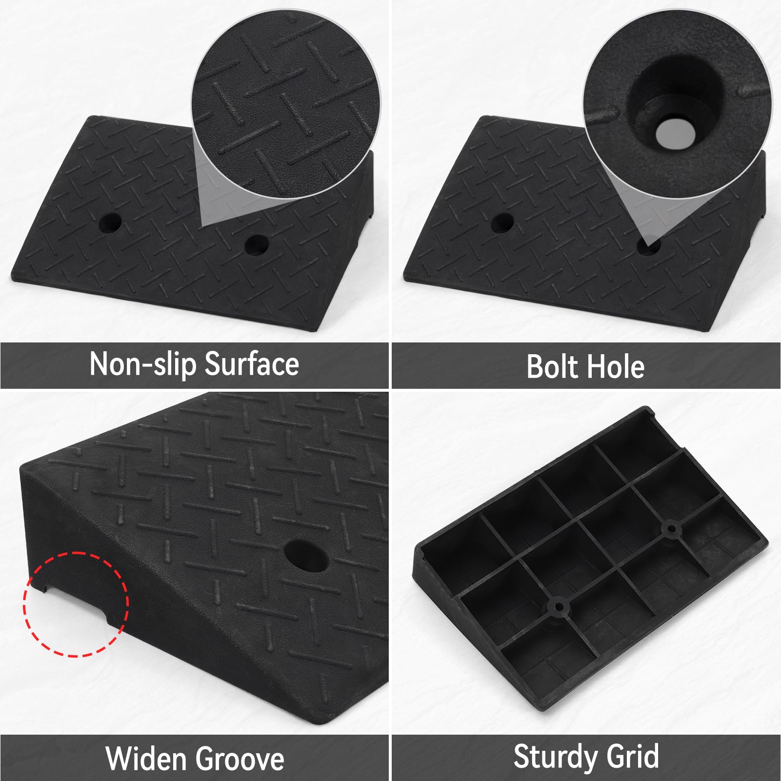 DKIEI Car Ramps, 5 Tons Heavy Duty Kerb Ramps, 2 Pieces of Portable Curb Ramp for Car, Motorhome, Automotive Lifting, 90x30x23cm, Black