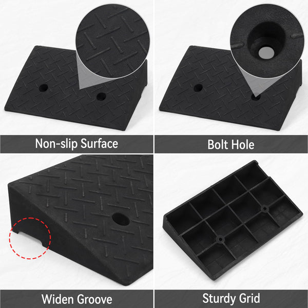 DKIEI Car Ramps, 5 Tons Heavy Duty Kerb Ramps, 2 Pieces of Portable Curb Ramp for Car, Motorhome, Automotive Lifting, 90x30x23cm, Black