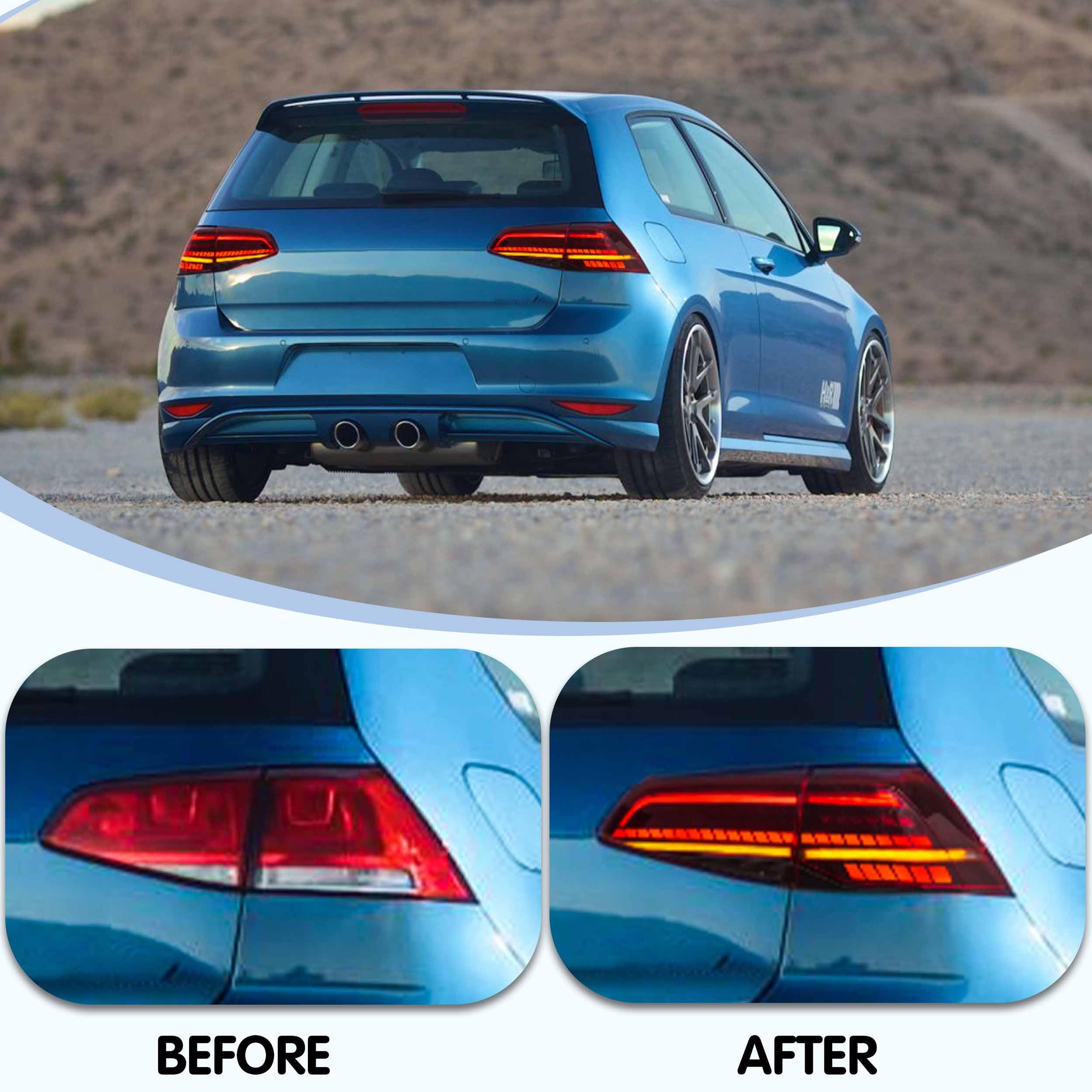 VLAND Headlights Compatible with Golf 7 MK7 TDI TSI 2013-2017, Front Lights with Sequential Indicator, Red Line Headlamps