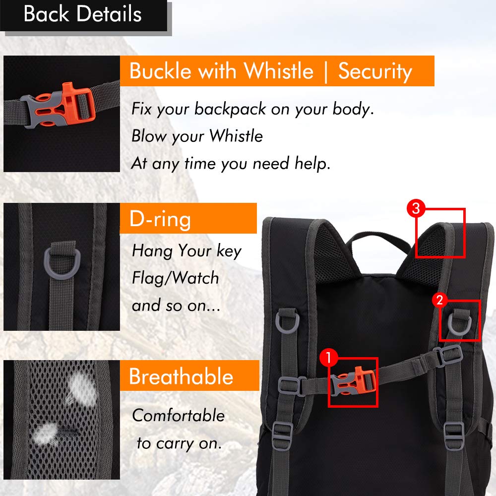 MAXTOP 40L Ultra Lightweight Packable Backpack Foldable Rucksack Water Resistent For Men Women Kids Outdoor Camping Hiking Travel Daypack Handy Durable