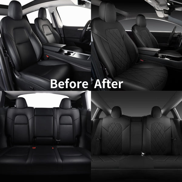 Tapha Faux Leather Seat Cover Set for Tesla Model 3 2017-2022, Breathable and Water-Resistant, Include Seat Covers for Front and Rear Seats (White/Grey)