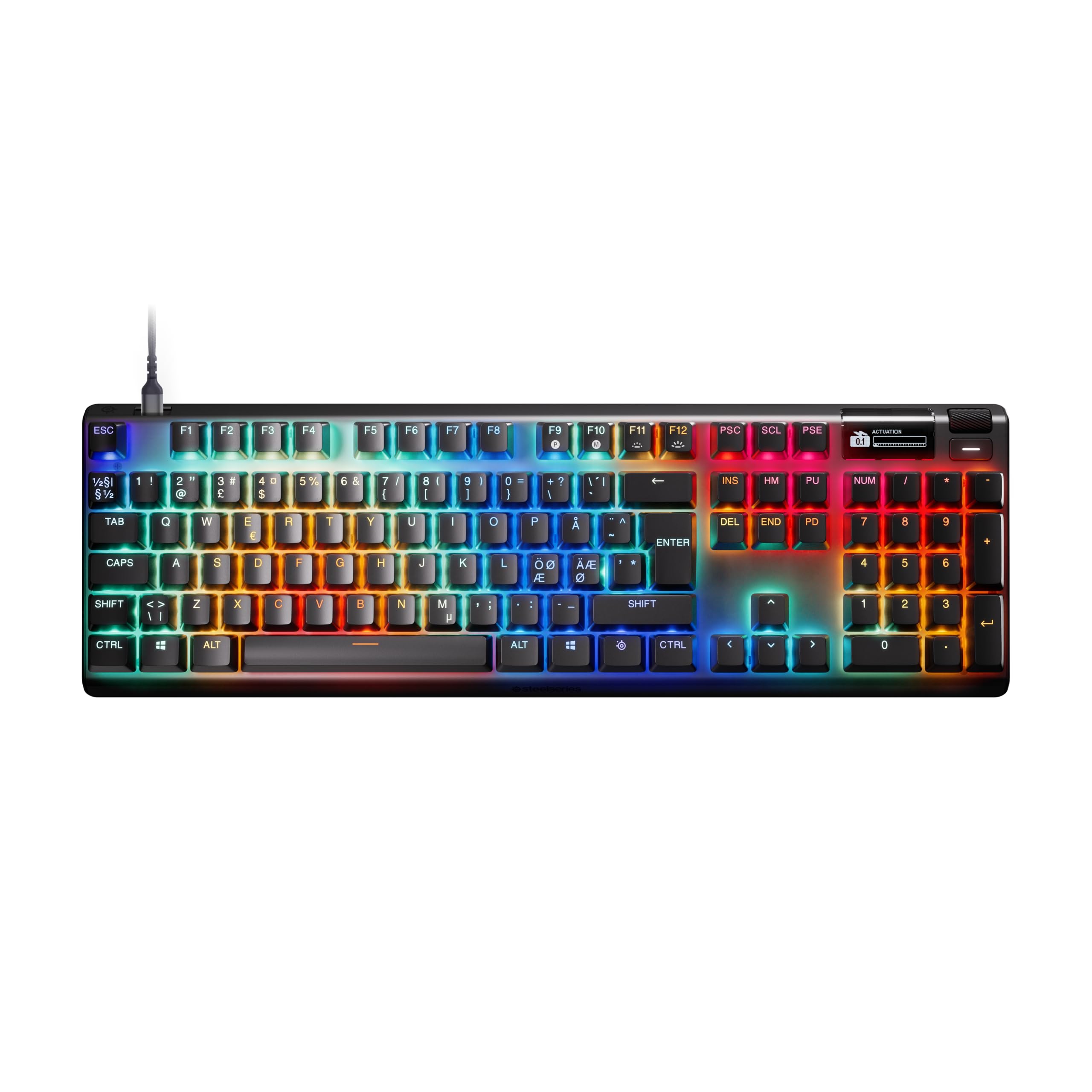 SteelSeries Apex Pro Gen 3 Gaming Keyboard - OmniPoint 3.0 HyperMagnetic Switches - Adjustable Actuation - Rapid Trigger - Game-Ready Presets - Rapid Tap/SOCD - OLED - RGB - USB-C - English QWERTY