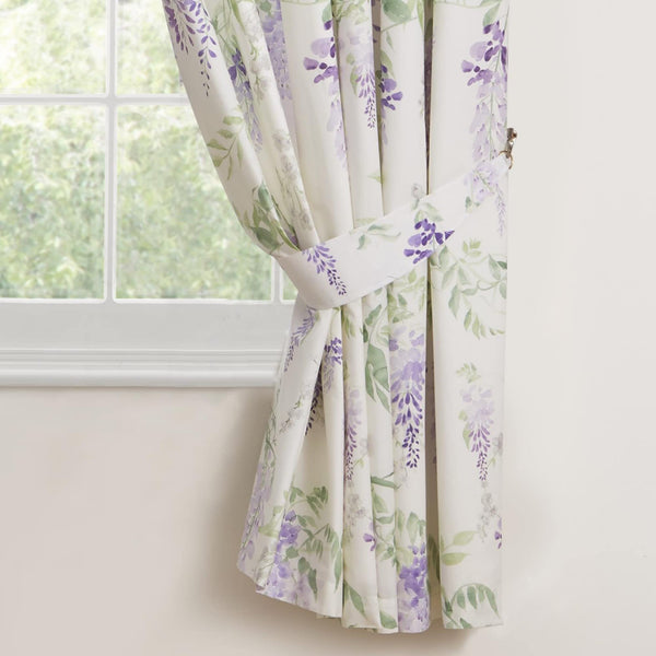 Dreams & Drapes - Wisteria Purple Floral Curtains W66 x L72" (168 x 183cm) - Botanical Pencil Pleated Curtains - Lilac Flower Curtains - Spring