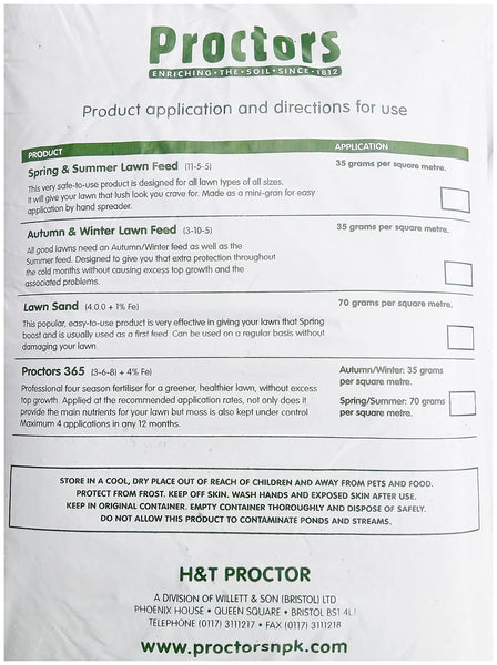 20kg bag of Proctors Spring and Summer Lawn Grass Food
