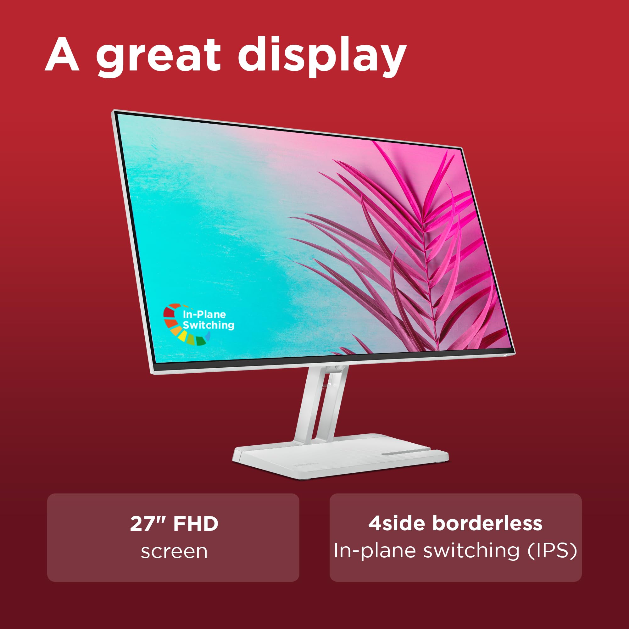 Lenovo L27i-4B 27 Inch PC Monitor | FHD, 1080p, 48-100Hz, IPS, 4ms, VGA and HDMI