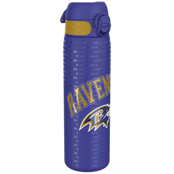 Ion8 NFL Jaguars Lightweight Steel Water Bottle, 600 ml/20 oz, Non-Insulated, Leak Proof, Easy to Open, Secure Lock, Dishwasher Safe, Flip Cover, Fits Cup Holders, Metal Water Bottle
