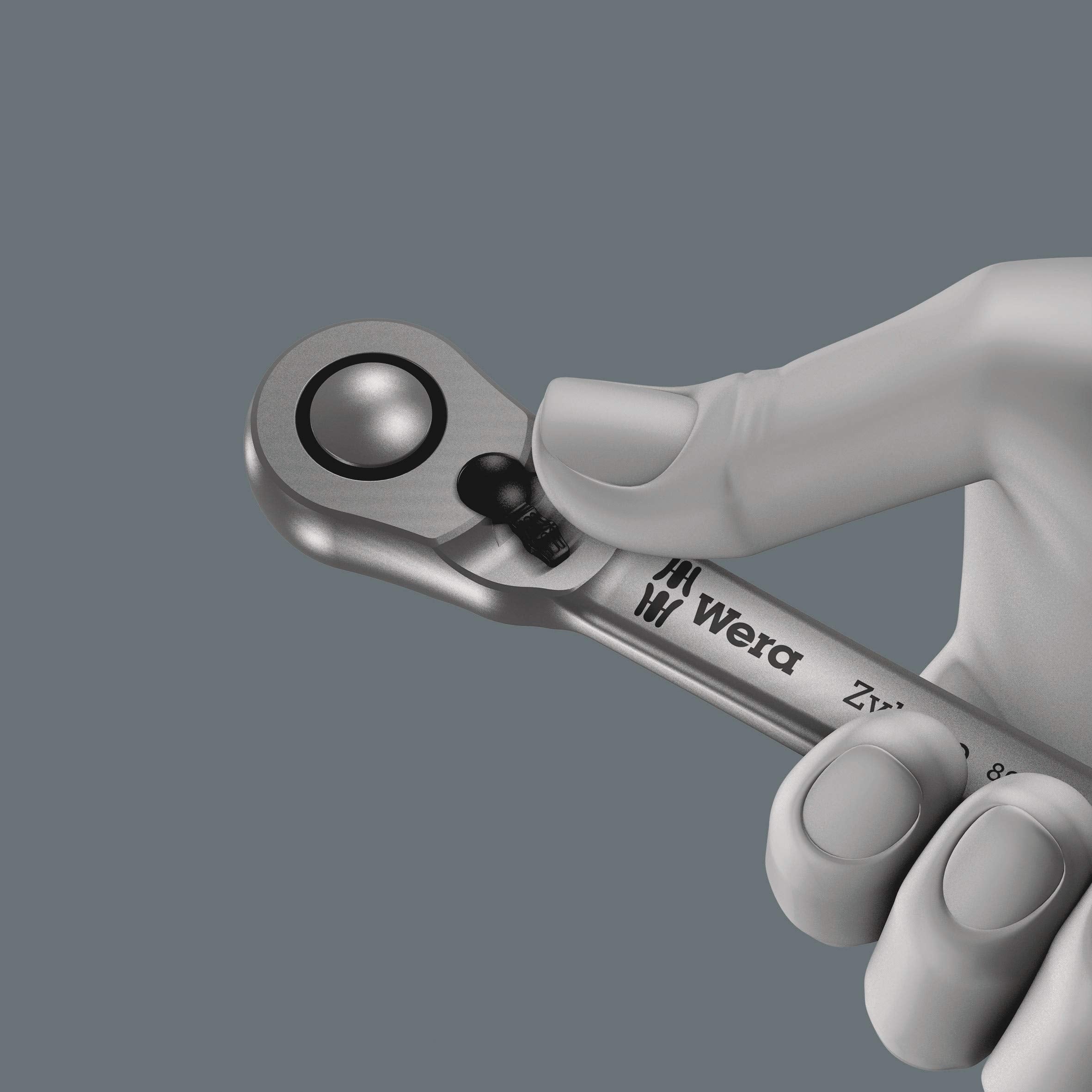 Wera 05004051001 8100 SB 11 Zyklop Metal Ratchet Set with switch lever, 3/8" drive, imperial, 29 pieces, Silver