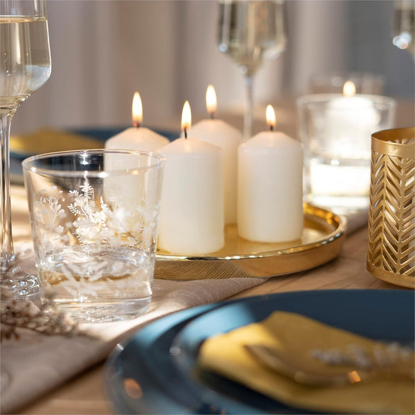 Hofer Ivory Pillar Candles - Set of 40 Decorative Small Candles - 4 x 7 cm - 11 Hours Long Burning - Unscented - Dripless - Smokeless - RAL Quality