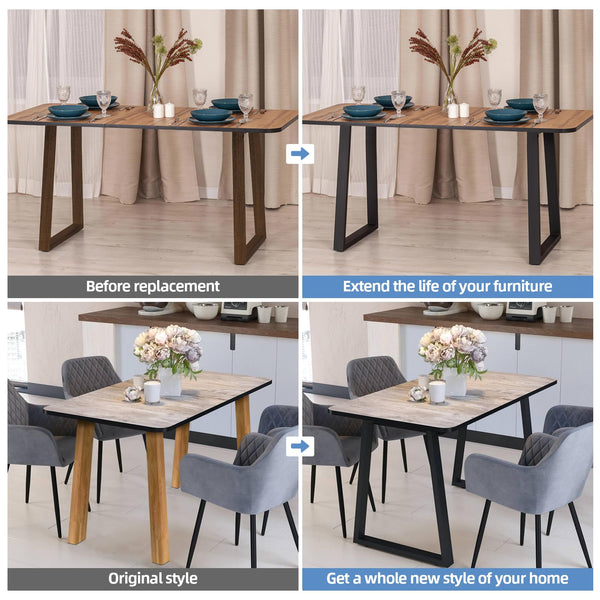 INMOZATA Table Legs Set of 2, Heavy Duty Industrial Trapezoid DIY Furniture Legs Coffee Table Legs with Screws for DIY Table Desk Breakfast Bar Stand Bench (W70cm X H90cm)