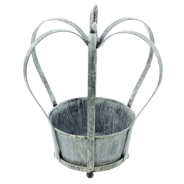 Frank Flechtwaren 229815: Planter"Crown" in Distressed Look Metal in Black 30 CM Large, for direct planting