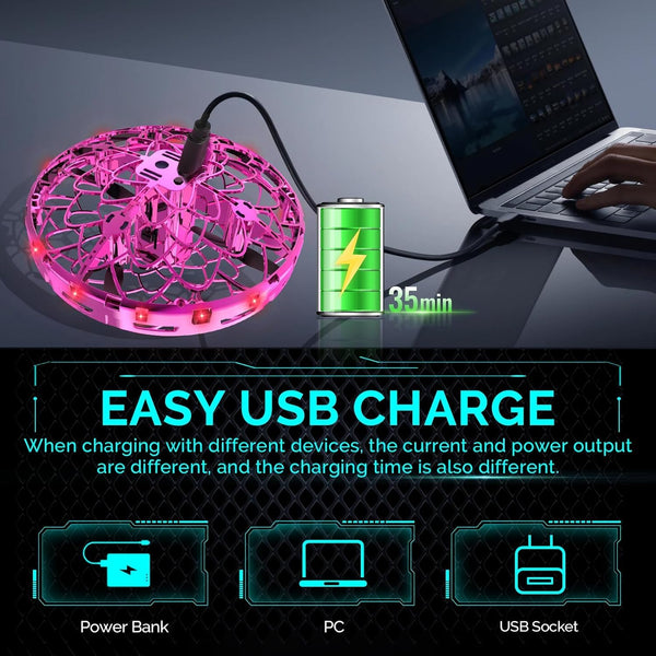 Flying Drone for Kids, 360° Hands Free Motion Sensors Mini UFO Helicopter with LED Light - Cool Toy Gift for 6+ Boys & Girls