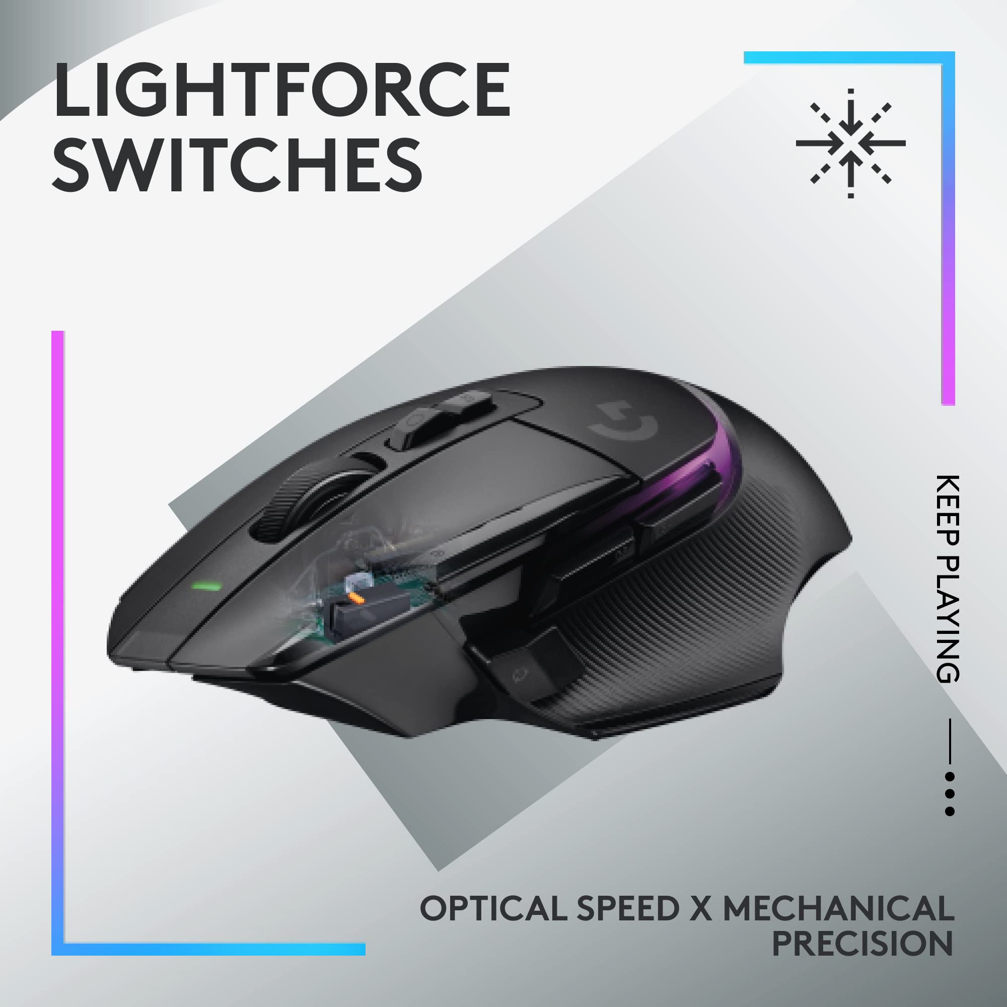 Logitech G G502 X PLUS LIGHTSPEED Wireless RGB Gaming Mouse - Optical mouse with LIGHTFORCE hybrid switches, LIGHTSYNC RGB, HERO 25K gaming sensor, compatible with PC - macOS/Windows - Black