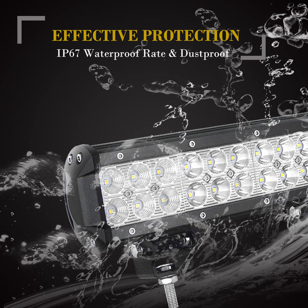 SKYWORLD LED Light Bar, 20 inch 126W Spot Flood Combo Beam Work Driving Lamp with Black License Plate Mounting Bracket Wiring Harness Kit for Truck Car ATV SUV 4X4 Truck Boat